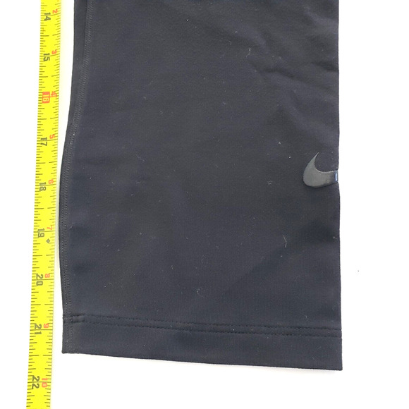 Nike Womens SIZE L Black Workout Run Tight Fit Crop Compression Pants Key Pocket - Picture 12 of 13